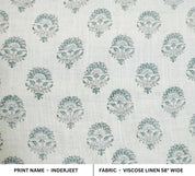 BLOCK PRINT LINEN FABRIC, HANDMADE FLORAL LINEN, VISCOSE LINEN - INDERJEET