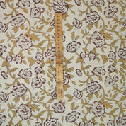 LINEN BLOCK PRINT FABRIC, LINEN BLEND NATURAL, HANDMADE INDIAN ART, PRINTED LINEN - MRIGNAYANI