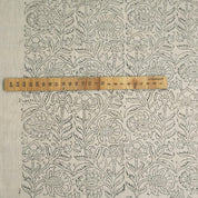 LINEN BLEND NATURAL, HAND BLOCK PRINT FABRIC, INDIAN LINEN TEXTILE - JAIPURI JAAL