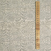 LINEN BLEND NATURAL, HAND BLOCK PRINT FABRIC, INDIAN LINEN TEXTILE - JAIPURI JAAL