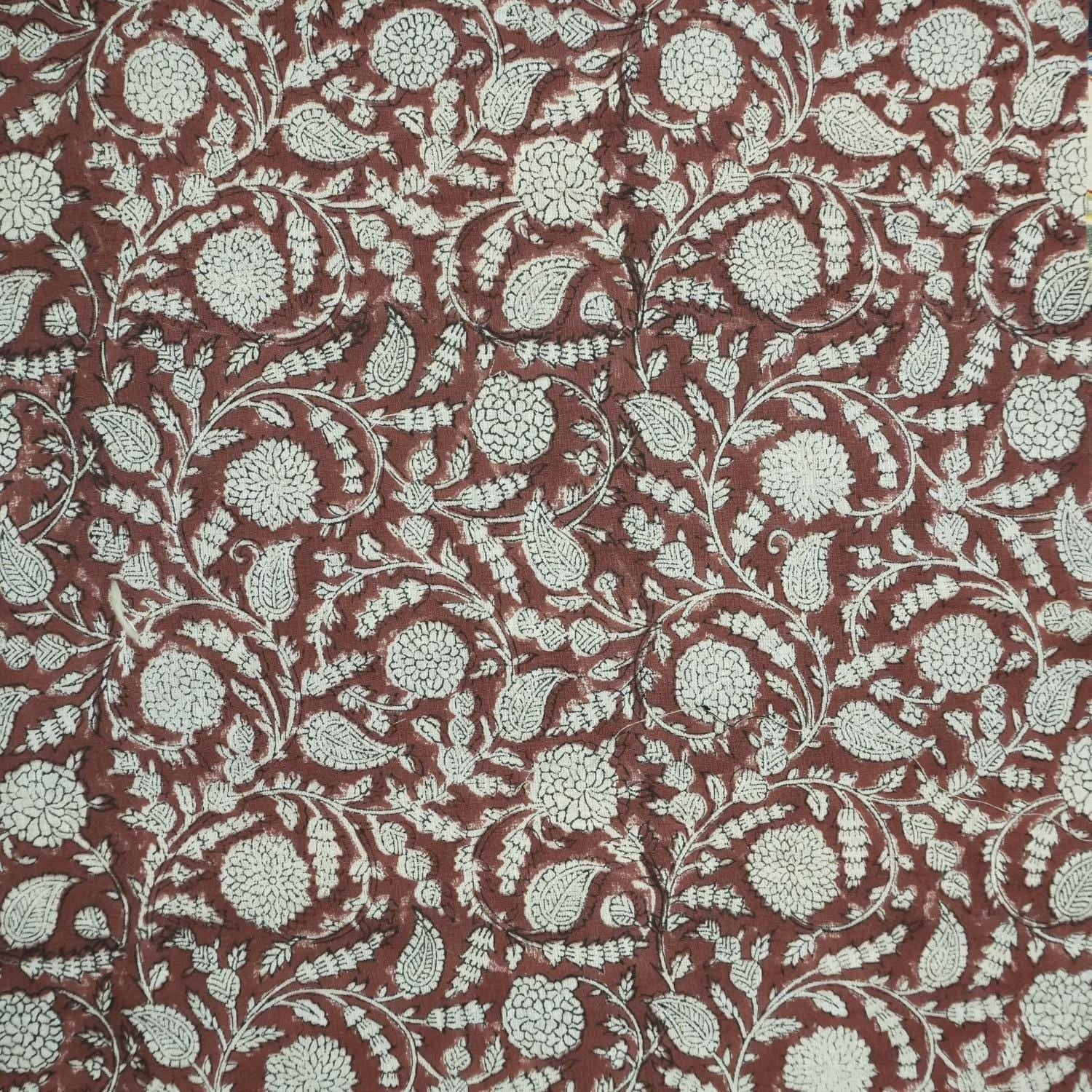 HANDMADE PRINT FABRIC FOR COUCH COVER DRAPERY LINEN, FLORAL HAND BLOCK PRINT, INDIAN FABRIC - GOPI