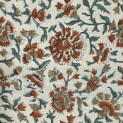 BLOCK PRINT LINEN FABRIC, LINEN BEDDING AND UPHOLSTERY, PILLOW AND COUCH COVER - PUSHPLATA