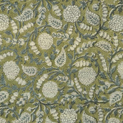 FLORAL HAND BLOCK PRINT, CUSHION LINEN, FABRIC FOR CURTAIN AND UPHOLSTERY, HOME DECOR - GOPI