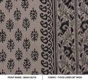 Black Silver Pink Block Print Thick Linen Fabric – Baghbuta