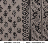 Black Silver Pink Block Print Thick Linen Fabric – Baghbuta