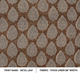 Indian Block Print Brown Thick Linen Fabric - Betel Leaf
