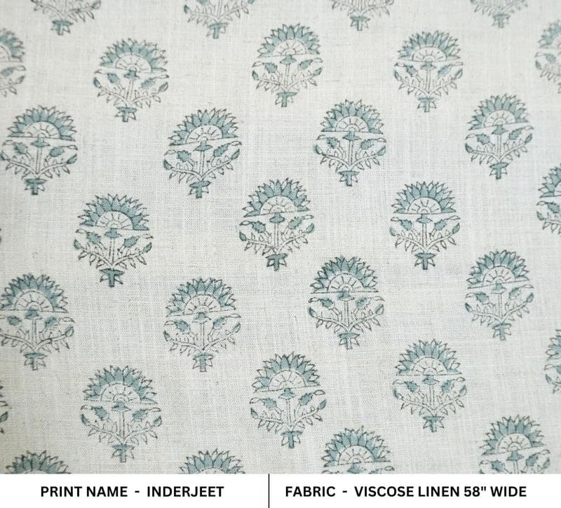 Block Print Handmade Floral Viscose Linen Fabric – Inderjeet