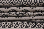Black Silver Pink Block Print Thick Linen Fabric – Baghbuta