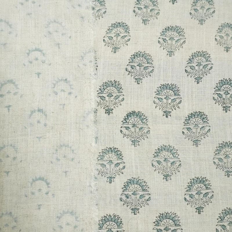 Block Print Handmade Floral Viscose Linen Fabric – Inderjeet