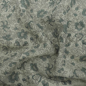 Premium Hand Block Print Green Thick linen Fabric - Saundarya