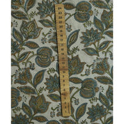 Floral Block Print Decorative Linen Fabric For Napkins - Custard Apple