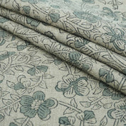 Premium Hand Block Print Green Thick linen Fabric - Saundarya