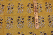 Block Printed Gold Leaves Heavy Linen Fabric - Inderdhanush