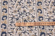 Block Print Navy Blue Floral Linen Fabric Couch Sofa - Himachal