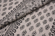 Black Silver Pink Block Print Thick Linen Fabric – Baghbuta