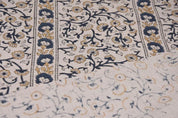 Block Print Navy Blue Floral Linen Fabric Couch Sofa - Himachal