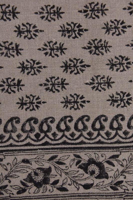 Black Silver Pink Block Print Thick Linen Fabric – Baghbuta