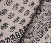 Black Silver Pink Block Print Thick Linen Fabric – Baghbuta