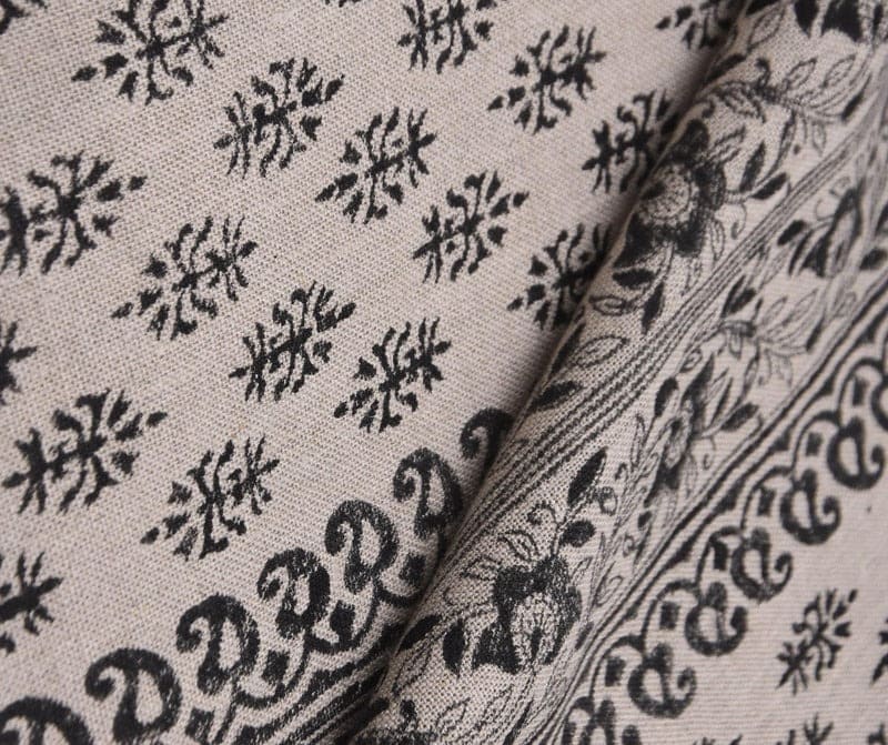Black Silver Pink Block Print Thick Linen Fabric – Baghbuta