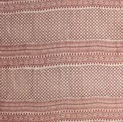 Handmade Block Print Red Floral Pure Linen Fabric - Kabutar Jaal Border