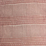 Handmade Block Print Red Floral Pure Linen Fabric - Kabutar Jaal Border