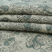 Premium Hand Block Print Green Thick linen Fabric - Saundarya