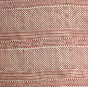 Handmade Block Print Red Floral Pure Linen Fabric - Kabutar Jaal Border