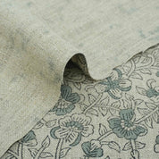 Premium Hand Block Print Green Thick linen Fabric - Saundarya