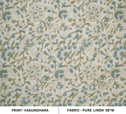Indian Aristan Hand Block Print Blue Pure Linen Fabric - Vasundhara