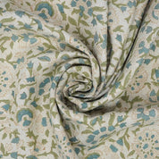 Indian Aristan Hand Block Print Blue Pure Linen Fabric - Vasundhara