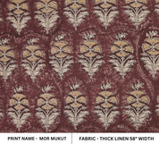 Indian Artisan Block Print Brown Floral Thick Linen Fabric - Mormukut