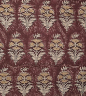 Indian Artisan Block Print Brown Floral Thick Linen Fabric - Mormukut