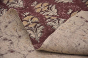 Indian Artisan Block Print Brown Floral Thick Linen Fabric - Mormukut