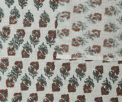 Indian Artisan Block Print Brown Viscose Linen Fabric -  Guldawadi
