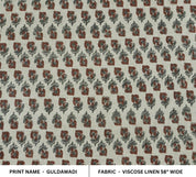 Indian Artisan Block Print Brown Viscose Linen Fabric -  Guldawadi
