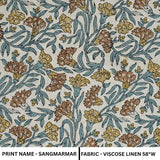 Handmade Block Print Blue Floral viscose Linen Fabric – Sangmarmar