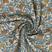 Handmade Block Print Blue Floral viscose Linen Fabric – Sangmarmar