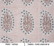 Indian Block Print Brown Pure Linen Fabric Window Curtain - Vatika