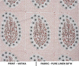 Indian Block Print Brown Pure Linen Fabric Window Curtain - Vatika
