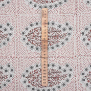 Indian Block Print Brown Pure Linen Fabric Window Curtain - Vatika