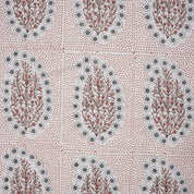 Indian Block Print Brown Pure Linen Fabric Window Curtain - Vatika