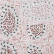 Indian Block Print Brown Pure Linen Fabric Window Curtain - Vatika