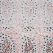 Indian Block Print Brown Pure Linen Fabric Window Curtain - Vatika