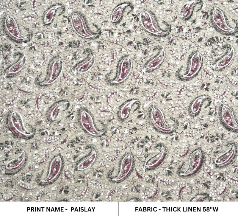 Indian Block Print Pink Floral Thick Linen Fabric Fabric - Lil Paisley