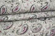 Indian Block Print Pink Floral Thick Linen Fabric Fabric - Lil Paisley
