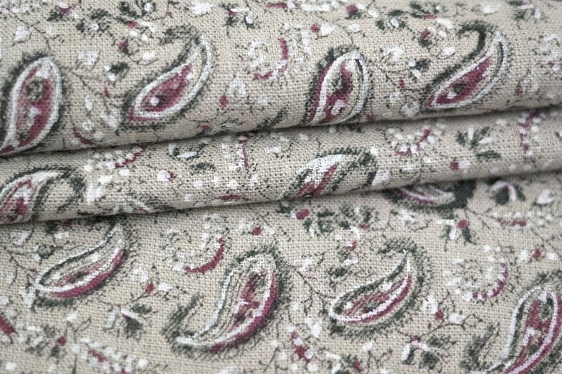 Indian Block Print Pink Floral Thick Linen Fabric Fabric - Lil Paisley