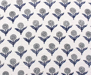 Indian Hand Block Print Blue Off White linen Fabric Cushion - Pukhraj