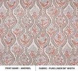 Indian Hand Block Print Pink Floral Pure Linen Fabric -  Amarbel