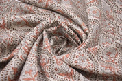 Indian Hand Block Print Pink Floral Pure Linen Fabric -  Amarbel