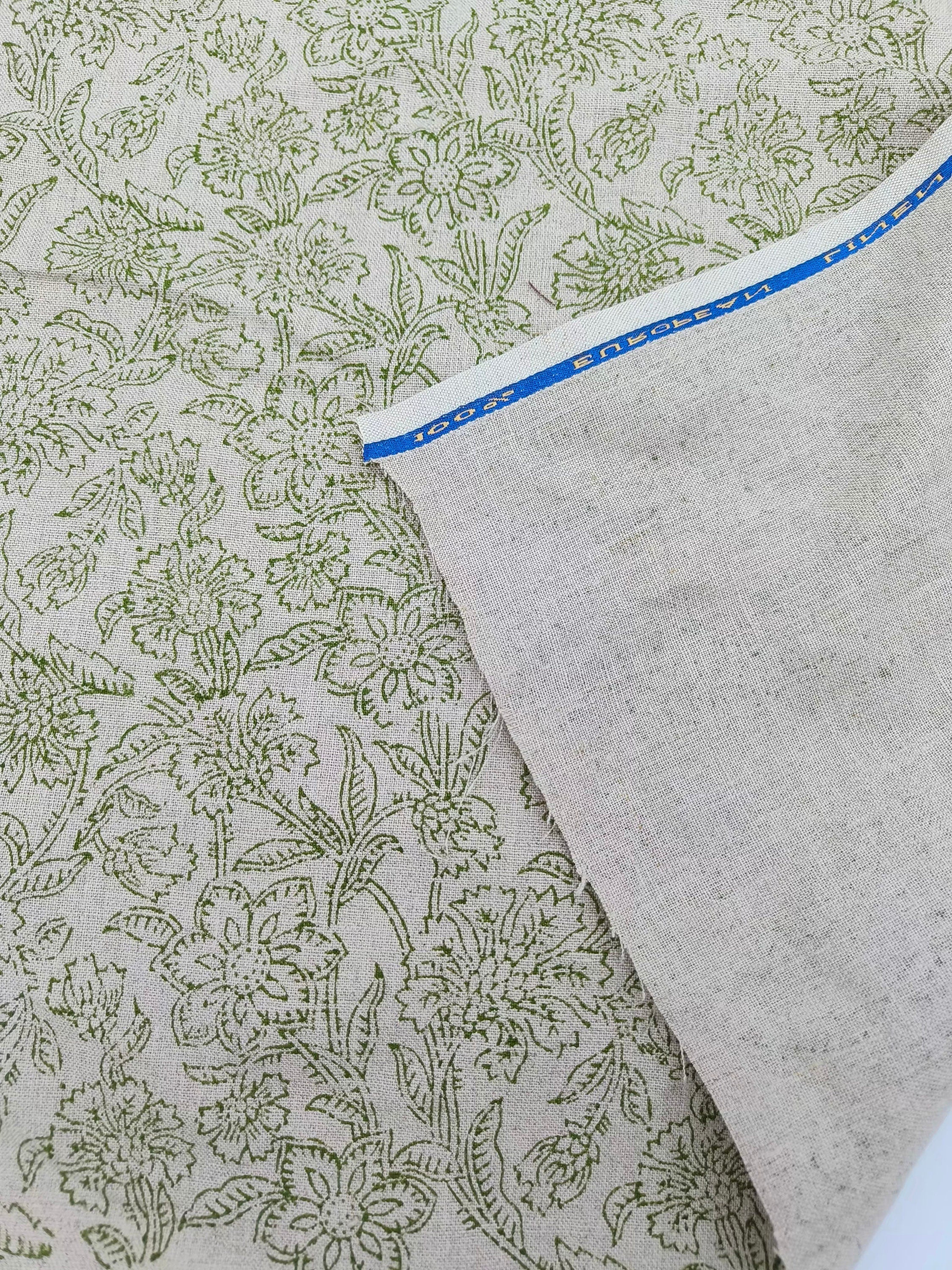 fabric by the yard, Pure linen Fabric, curtain yardage, Indian fabric, linen textile, printed curtains - Jarul